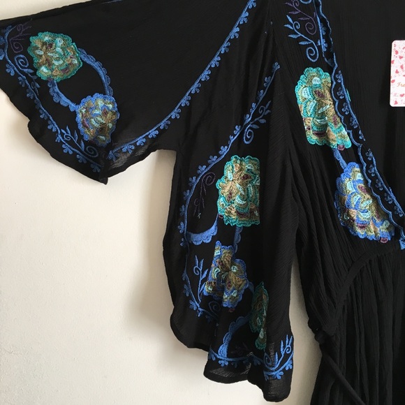 Free People | Cora Dress Black Embroidered Mini S - Picture 4 of 8